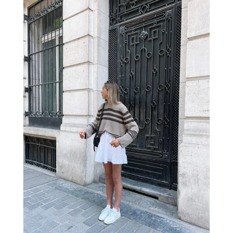 Ootddress Striped Casual Knitwear Top Female Loose Autumn 2025 High Waist Contrast Knit Sweater Slim Patchwork Streetwear Pullover 25 Ootddress Striped Casual Knitwear Top Female Loose Autumn 2025 High Waist Contrast Knit Sweater Slim Patchwork Streetwear Pullover