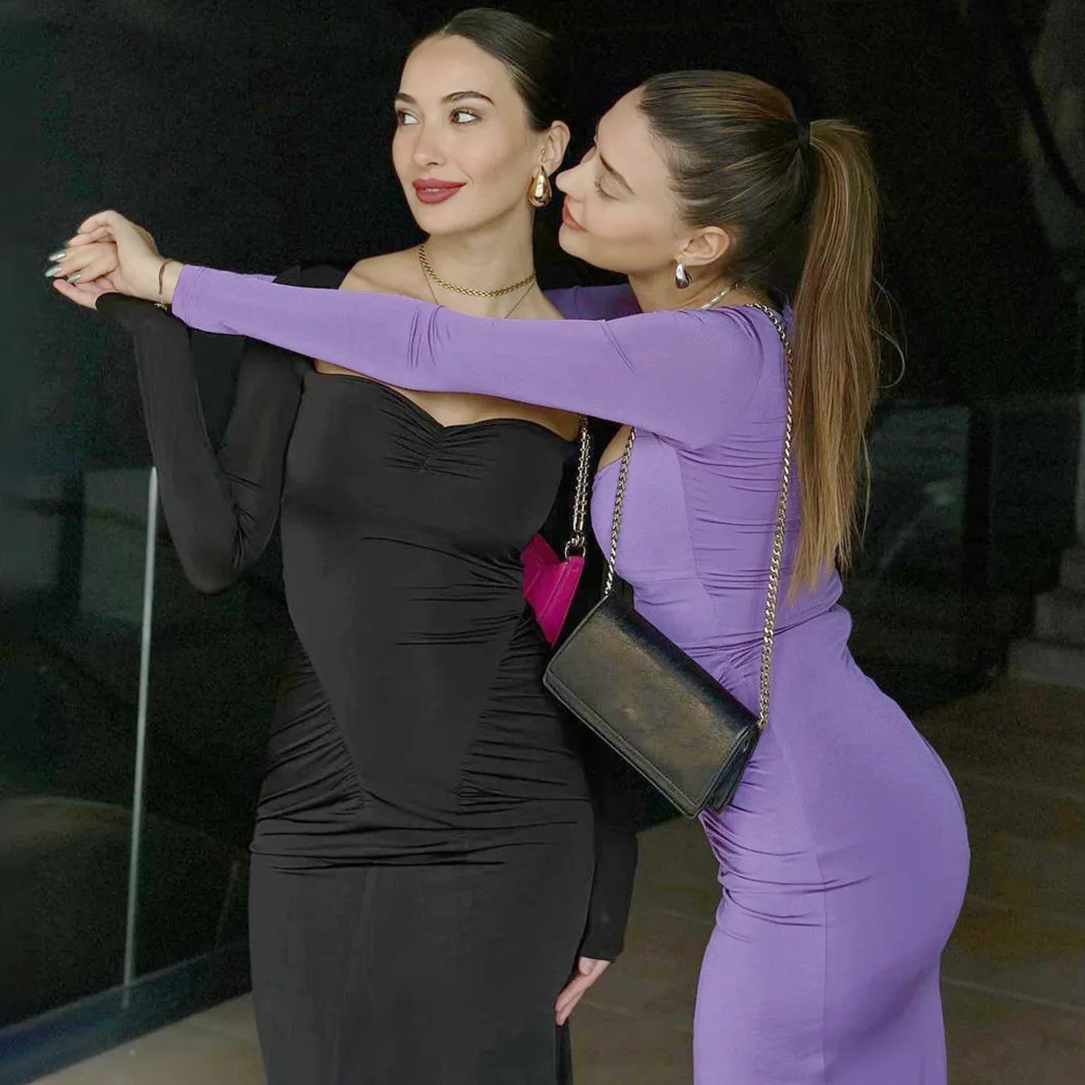 2025 Elegant Long Sleeve Party Dresses Sexy High Waist Slim Fit Women's Evening Dress Fashion Solid Color Pleated Long Dresses 10 2025 Elegant Long Sleeve Party Dresses Sexy High Waist Slim Fit Women's Evening Dress Fashion Solid Color Pleated Long Dresses