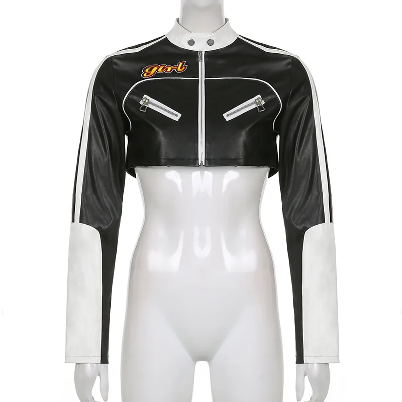 Ootddress PU Leather Jackets Coats Women 2025 Autumn Patchwork Long Sleeve High Street Cropped Jackets Casual Motorcycle Y2K Tops 12 Ootddress PU Leather Jackets Coats Women 2025 Autumn Patchwork Long Sleeve High Street Cropped Jackets Casual Motorcycle Y2K Tops