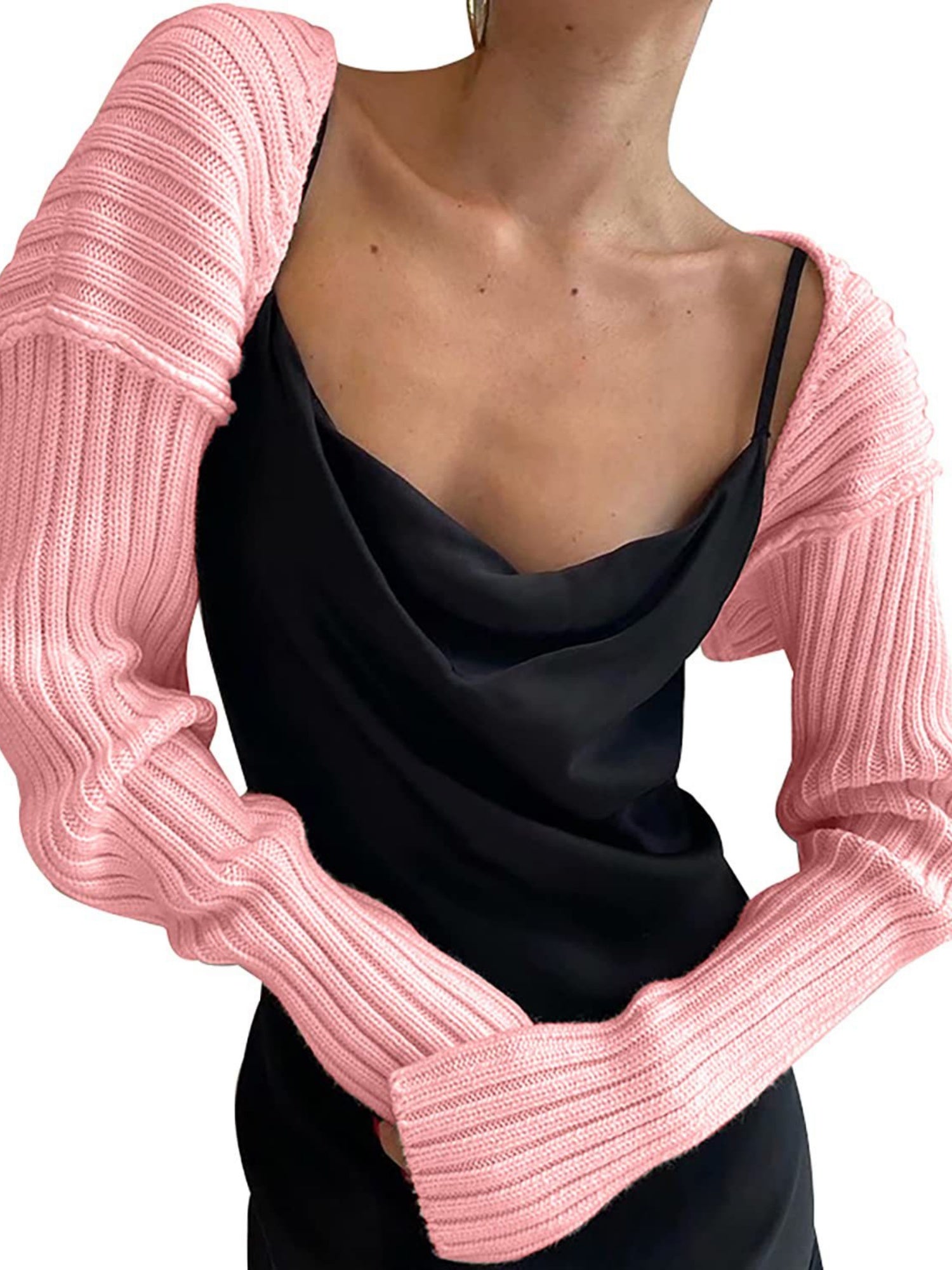 Knitted Long-Sleeve Cropped Top