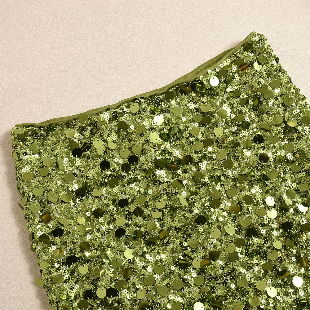 Ootddress Fashion Glitter Sequin Maxi Skirt For Women Slim Patchwork Sexy Party Looks Solid Shiny Metallic Luxury Ladies Long Skirt