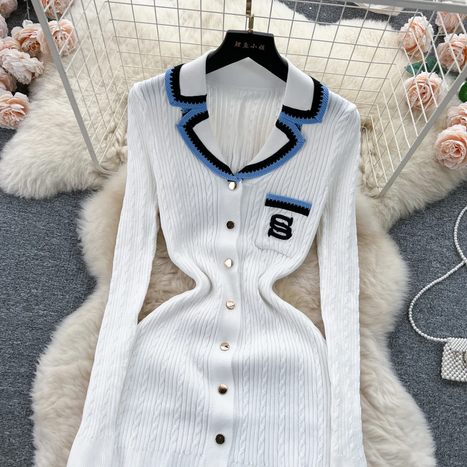 Women Elegant Knitted Dress Spring Autumn Long Sleeve Sexy V-neck Bodyon Dresses Ladies Slim A-line Single Breasted Sweater Robe 16 Women Elegant Knitted Dress Spring Autumn Long Sleeve Sexy V-neck Bodyon Dresses Ladies Slim A-line Single Breasted Sweater Robe
