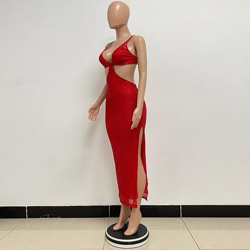Sexy Hollow High Waist Slit Evening Dress Fashion Sequined Backless Sleeveless Elegant Party Dresses Solid Long Graduation Dress 50 Sexy Hollow High Waist Slit Evening Dress Fashion Sequined Backless Sleeveless Elegant Party Dresses Solid Long Graduation Dress