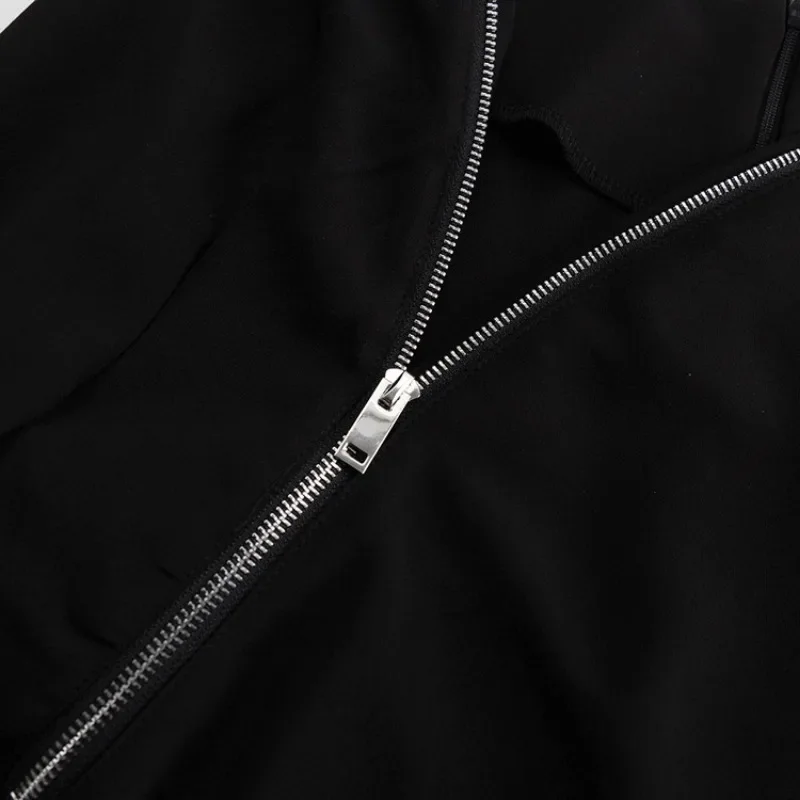 Ootddress Zipper Patchwork Black Long Dress Women Off-Shoulder High Waist Elegant Clothes Party Dress Casual Ladies Slim Maxi Dress