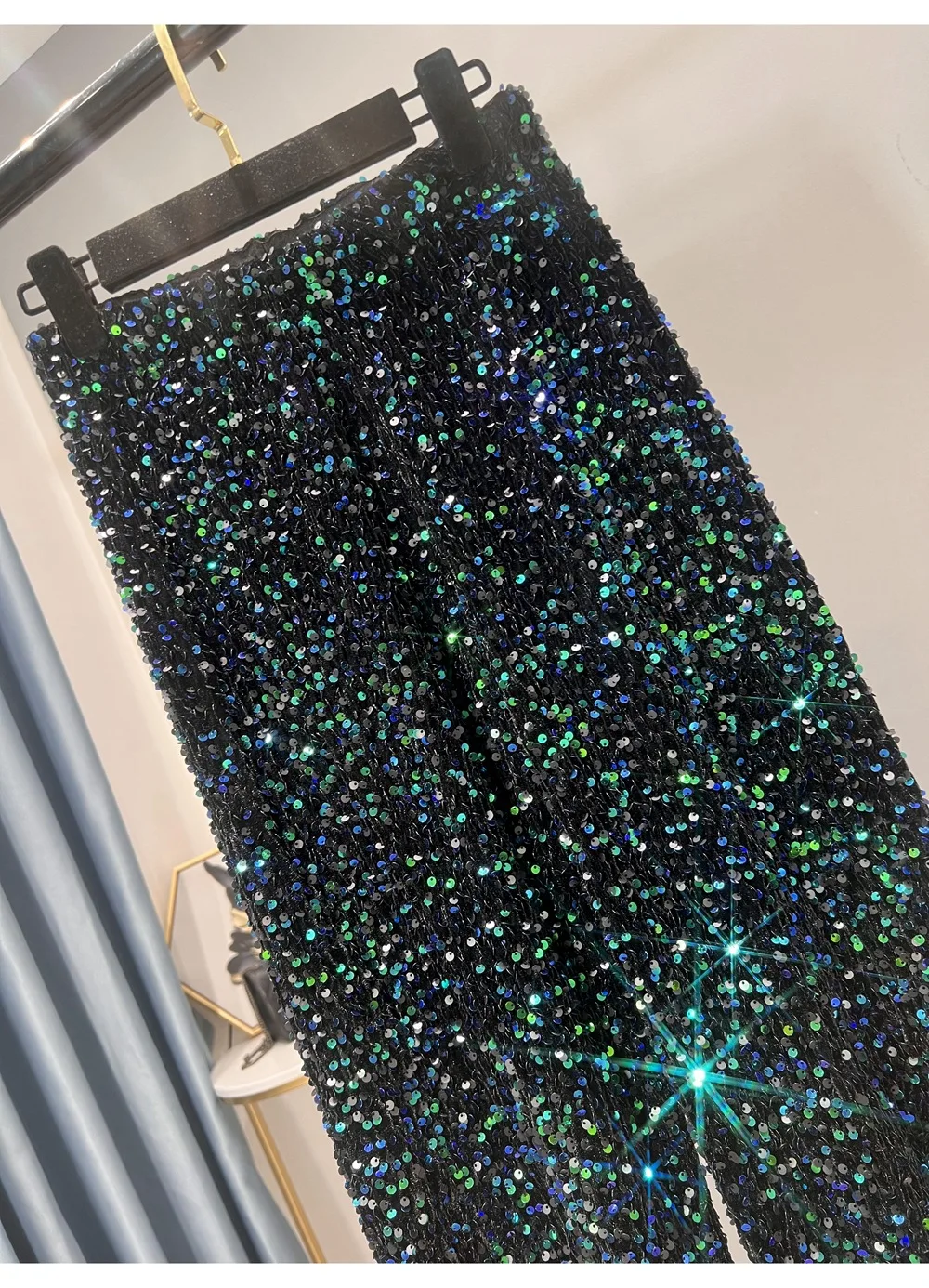Ootddress Casual Sequin For Women Straight Legg Trousers High Waist Glitter Streetwear Fashion Solid Slim Wide Leg Women's Y2K Pants