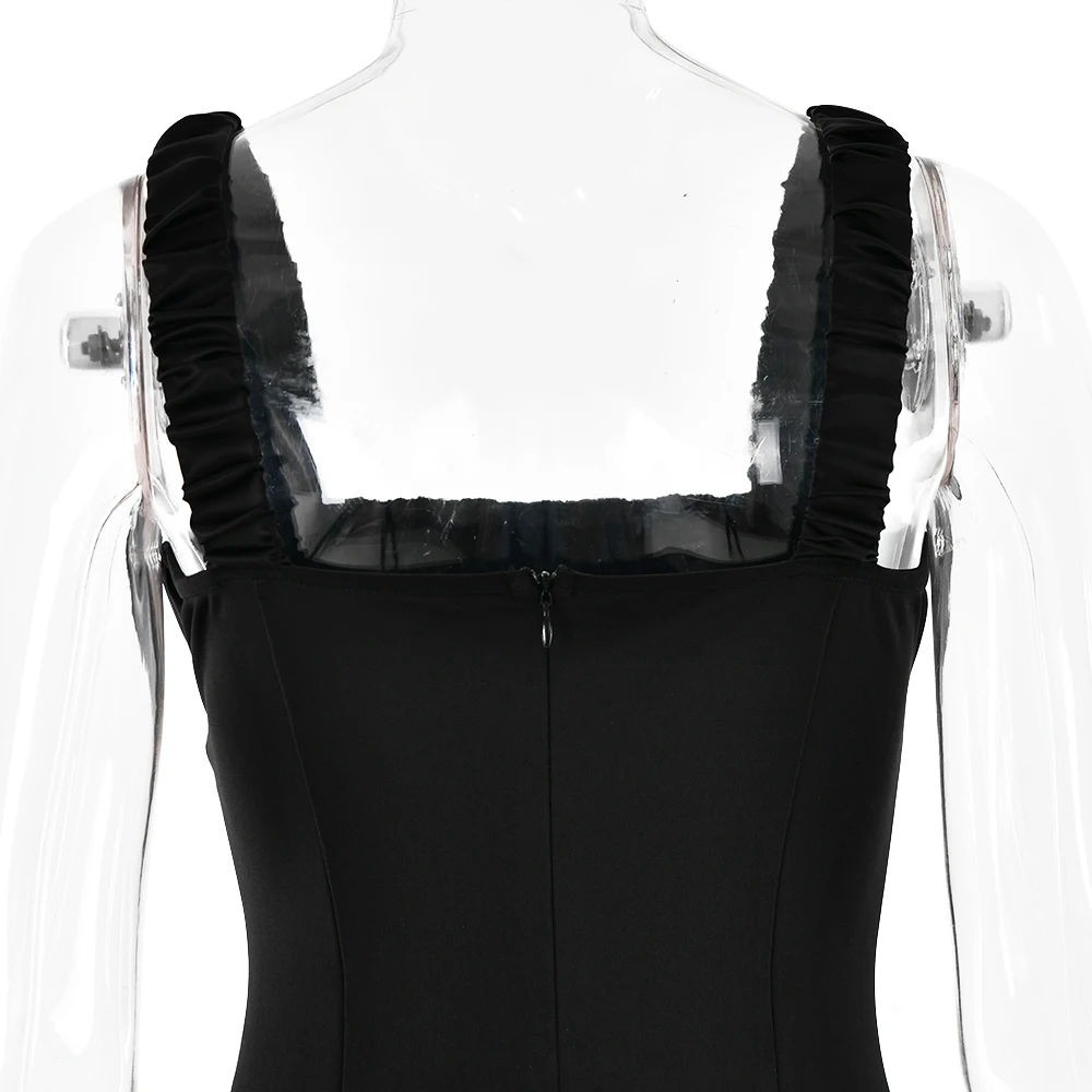 4.jpg JULISSA MO Sexy Camisole Sleeveless Mini Short Skirt Women Pleated Double Layer Dress Tight Female Party Club Evening Dress