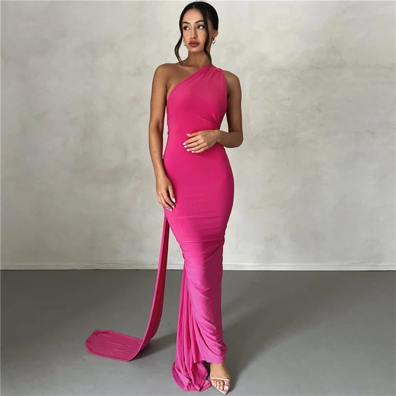 Ootddress Sexy Backless Hanging Neck Bodycon Evening Dress For Women Strapless Max Female Dress Charming Club Party Prom Dress