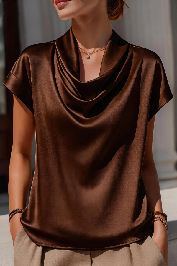 Solid Color Loose-fitting Casual Short-sleeved Top