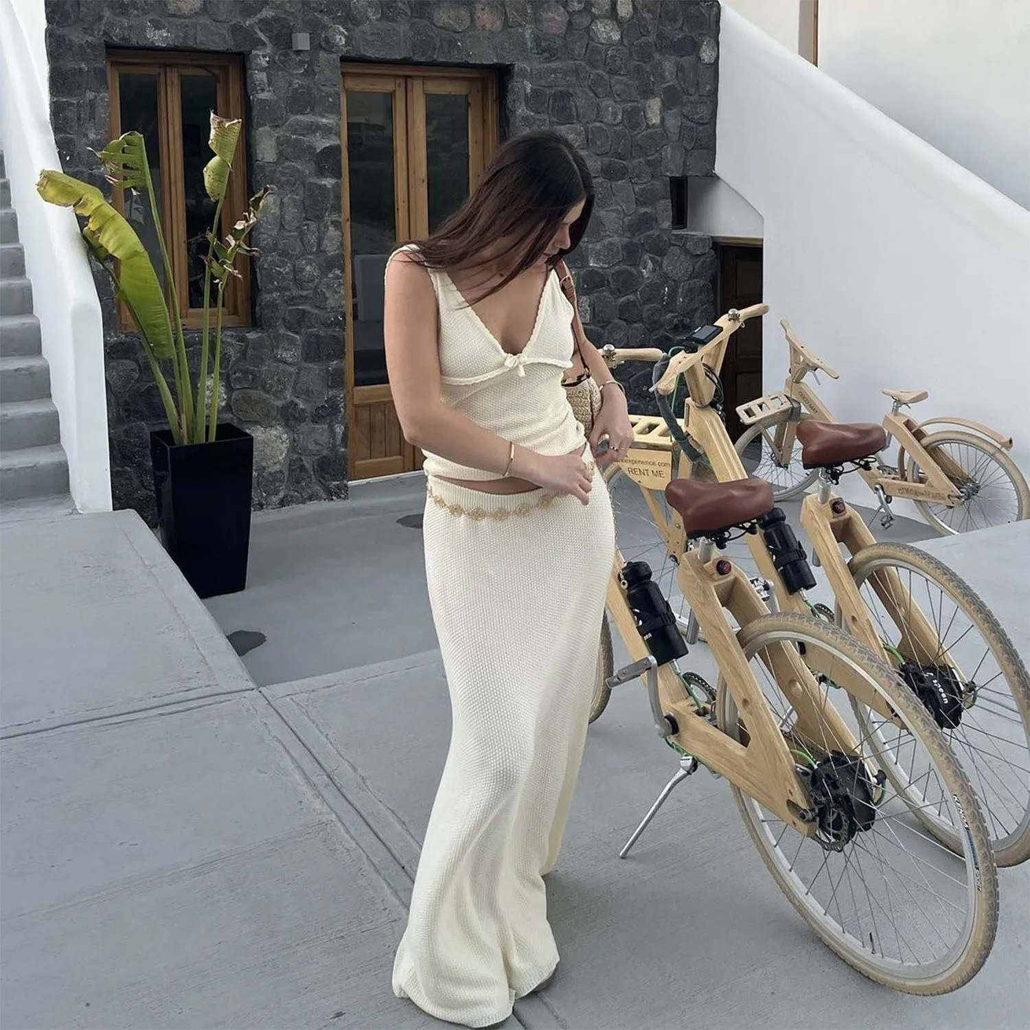 Ootddress Contrast Lace-Up Backless Tank Top For Women Summer Fashion V-Neck Cropped Y2k Top Vest Strapless Slim Female Tank Top New