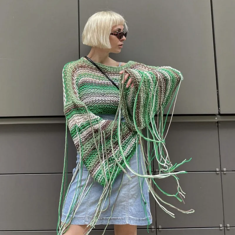 Ootddress Tassel Contrast Holiday Sweater Pullovers For Women Loose Flared Sleeve Beach Boho Knit Female Cover up Pullover Crop top 38 Ootddress Tassel Contrast Holiday Sweater Pullovers For Women Loose Flared Sleeve Beach Boho Knit Female Cover up Pullover Crop top