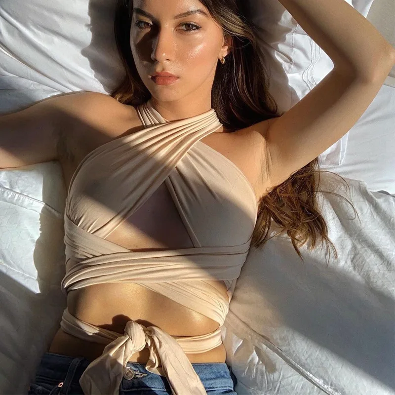 Ootddress DIY Summer Tops For Women 2025 Hot Sale Y2K Style Bandage Halter Crop Top All-Match Camis Fitness Female Beach Party Wear 26 Ootddress DIY Summer Tops For Women 2025 Hot Sale Y2K Style Bandage Halter Crop Top All-Match Camis Fitness Female Beach Party Wear