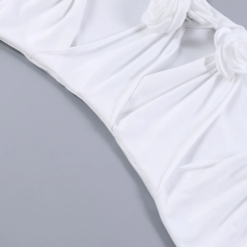 Ootddress Lace Up Flower Sexy Dress For Women Njght Hollow Out Summer Mini Dresses Woman Slim Party Backless Dress Women's Clothing