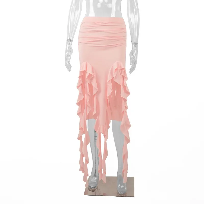 Ootddress High Waist Bodycon Long Skirt For Women 2025 Casual Hollow Out Tassel Faldas Ajustadas Side Slit Party Maxi Skirts Woman