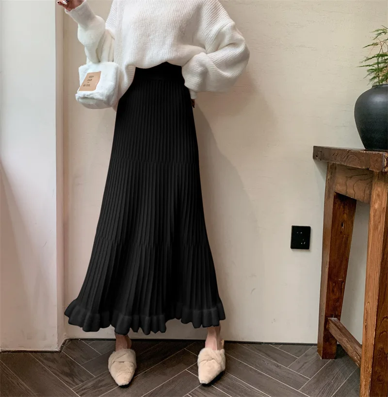 Ootddress High Waist Ruffled Pleated Skirts Women Solid Autumn Elegant Long Skirt Loose Pleated Ribbed Casual Ladies Maxi Skirt 20 Ootddress High Waist Ruffled Pleated Skirts Women Solid Autumn Elegant Long Skirt Loose Pleated Ribbed Casual Ladies Maxi Skirt