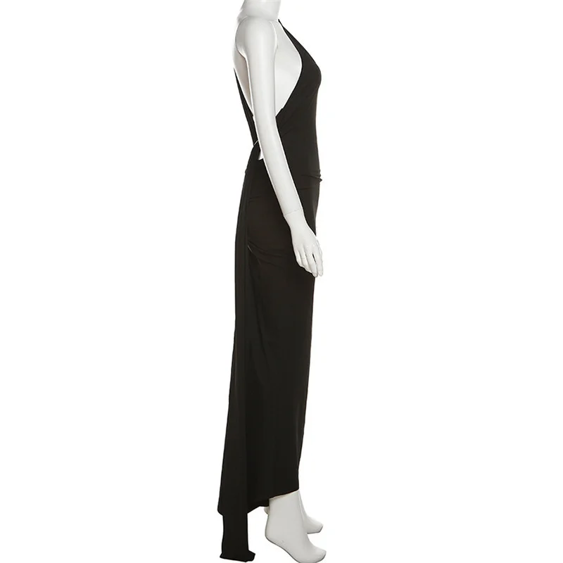 Ootddress Sexy Backless Hanging Neck Bodycon Evening Dress For Women Strapless Max Female Dress Charming Club Party Prom Dress