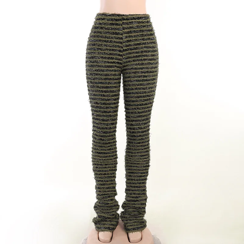 Ootddress New Stacked Leggings Pants Ladies Casual Contrast Color Black And White Sweatpants Y2k Streetwear Hem Flare Women's Pants