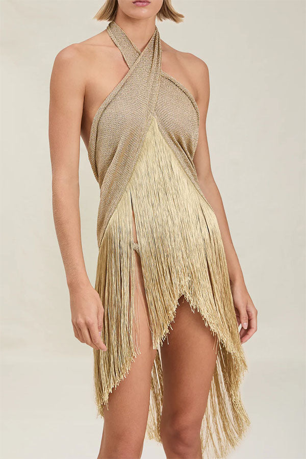 Metallic Tassel Scarf: Perfect for A Luxurious Halter Top or A Belted Skirt