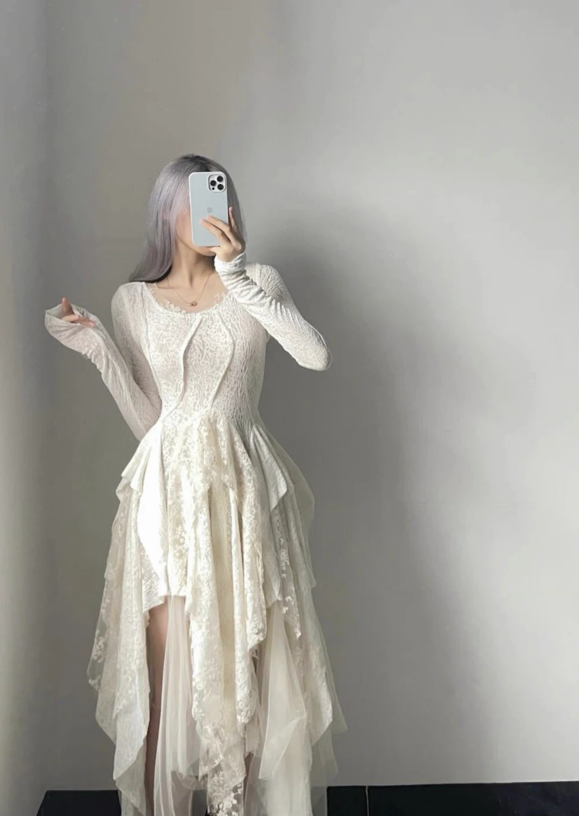 French Vintage Elegant Lace Dress Women 2025 Spring Summer New Irregular Splicing Long Bridesmaid Evening Party Dress Prom Robe