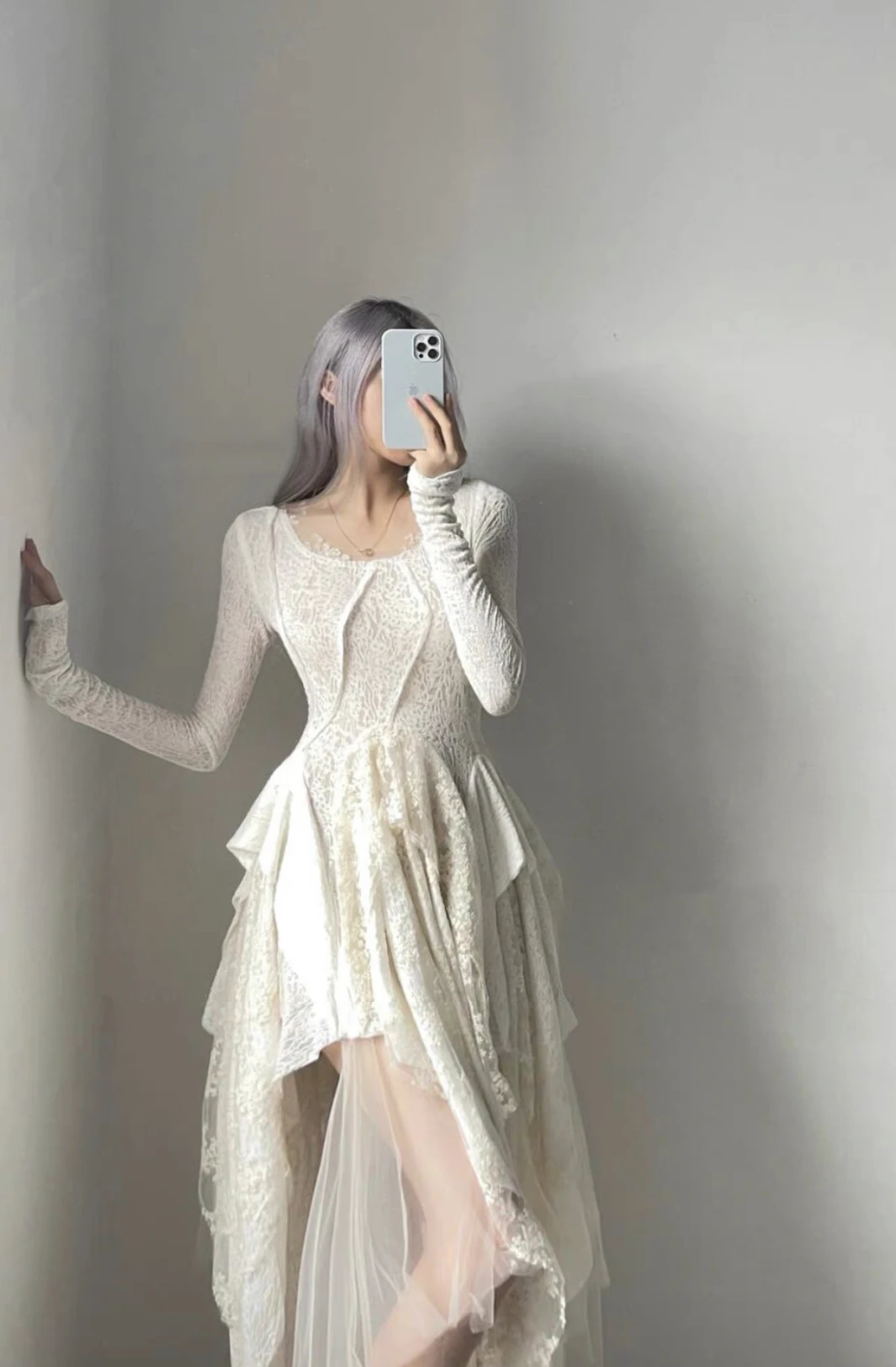 French Vintage Elegant Lace Dress Women 2025 Spring Summer New Irregular Splicing Long Bridesmaid Evening Party Dress Prom Robe