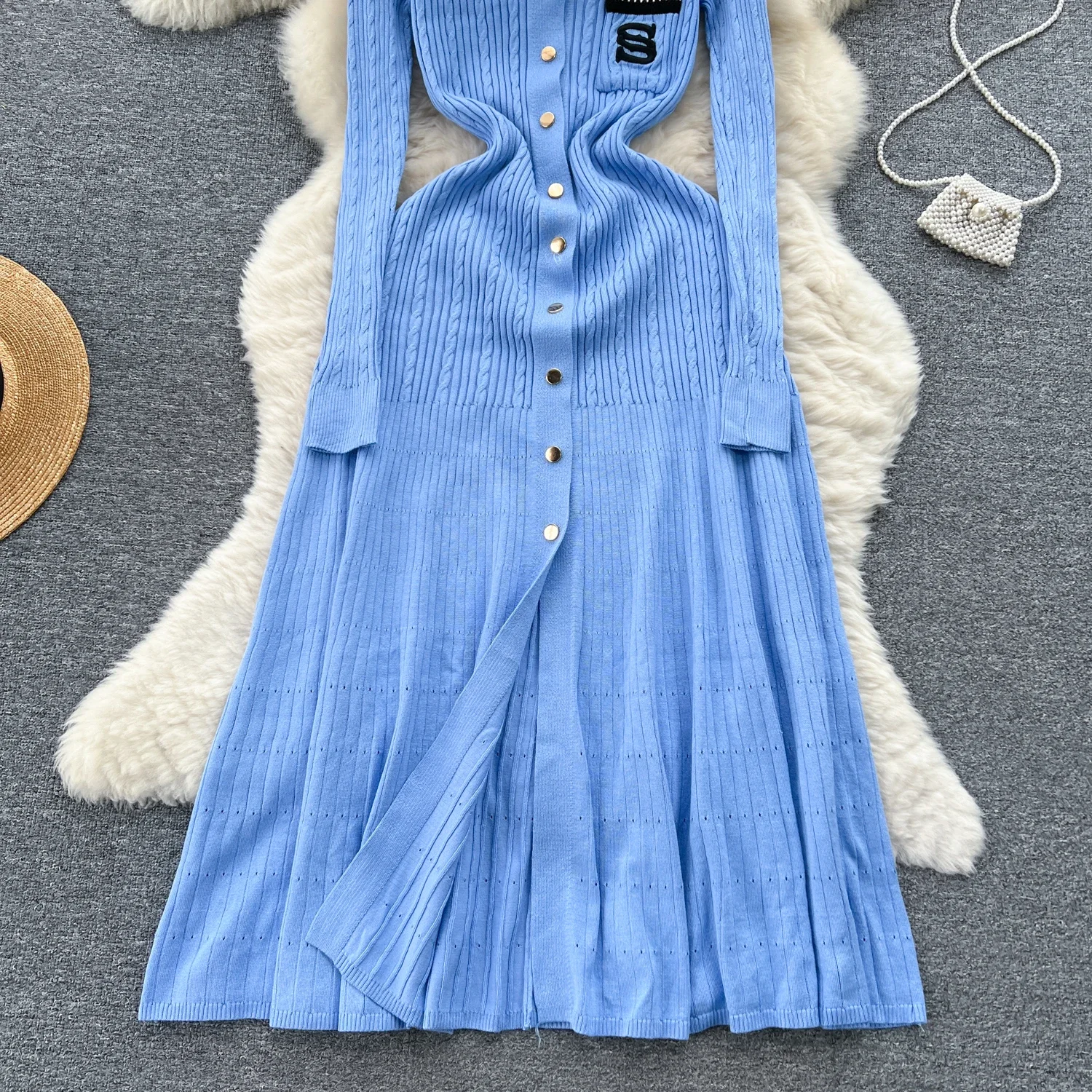 Women Elegant Knitted Dress Spring Autumn Long Sleeve Sexy V-neck Bodyon Dresses Ladies Slim A-line Single Breasted Sweater Robe 30 Women Elegant Knitted Dress Spring Autumn Long Sleeve Sexy V-neck Bodyon Dresses Ladies Slim A-line Single Breasted Sweater Robe