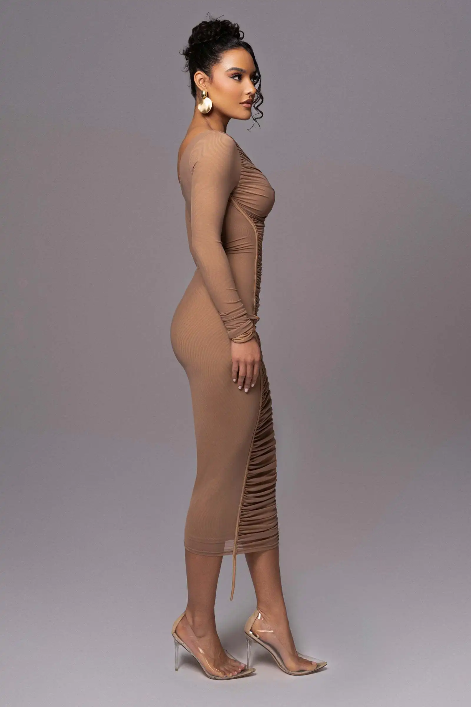 f644aed5c4a9254717d74aec6926fcce9288b6bd3a244-A5tMO5 - 副本.jpg Ootddress Elegant Long Sleeved Mesh Patchwork Dress For Women Elastic Tight Double Layered Vestidos Sheath Party Evening Dress