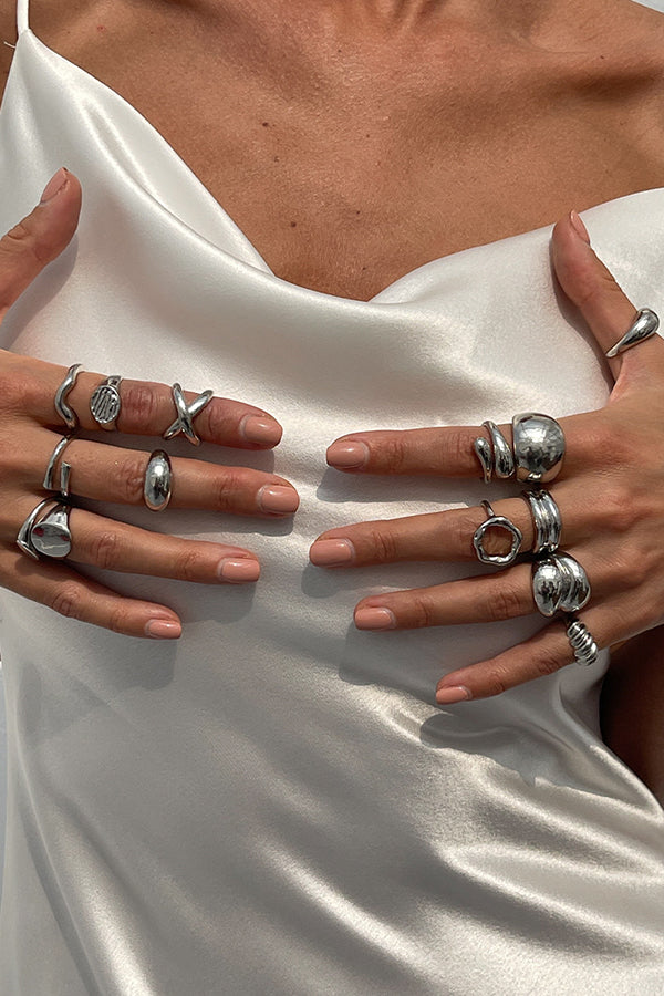 Geometric Cross Open Ring