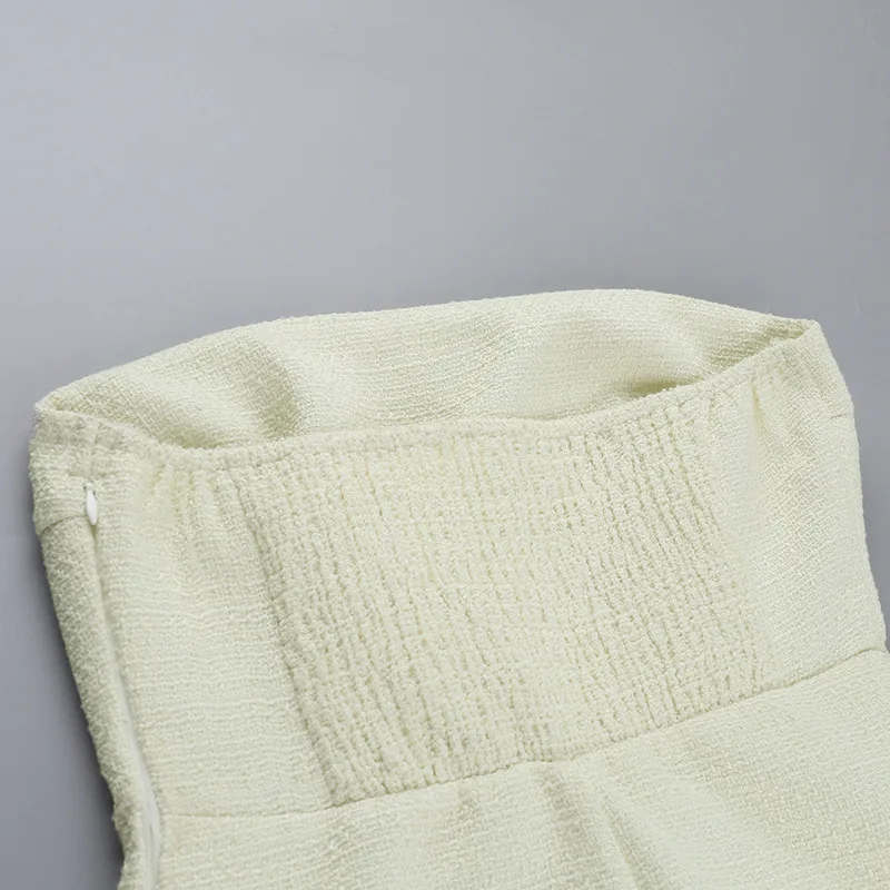 Ootddress Pearl Dress Sets Women Autumn Long Sleeve Coat And Mini Dress Two Piece Sets Femme Sexy Strapless Dress Matching Sets