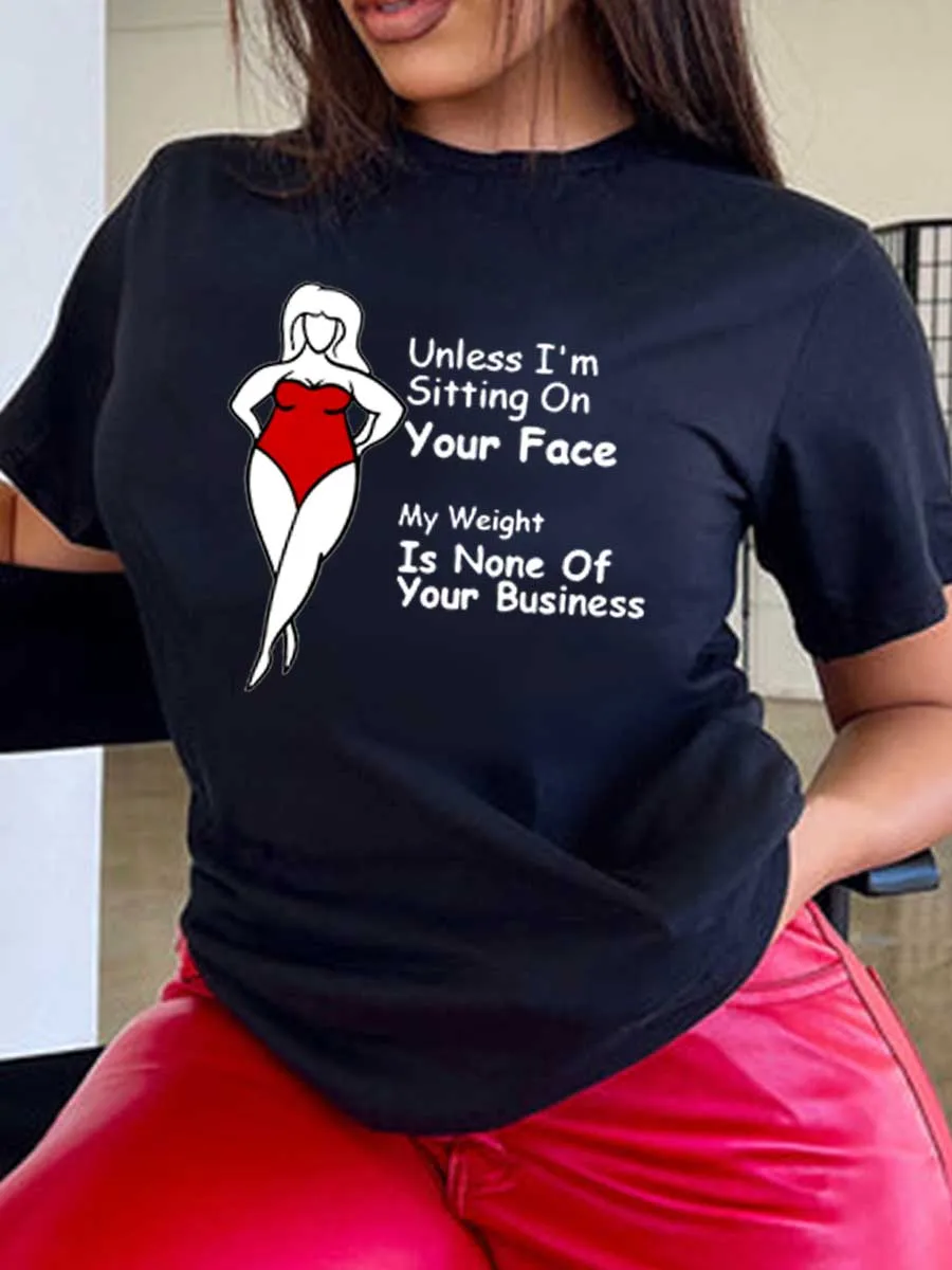 Plus Size Summer Women Lady Oversized T-shirt Black White Fashion Short Sleeve Print Graphic Tops