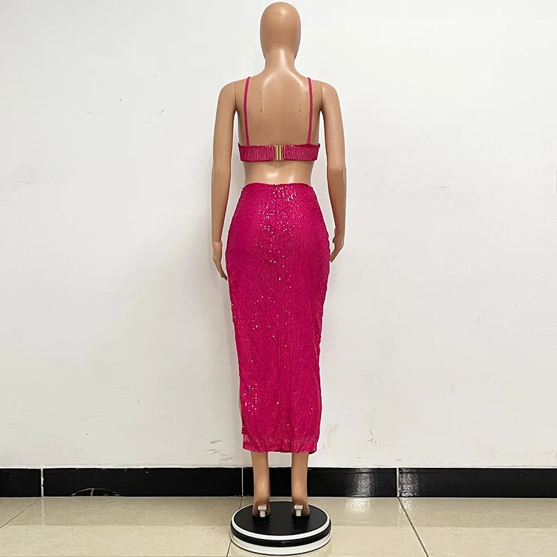 Sexy Hollow High Waist Slit Evening Dress Fashion Sequined Backless Sleeveless Elegant Party Dresses Solid Long Graduation Dress 124 undefined