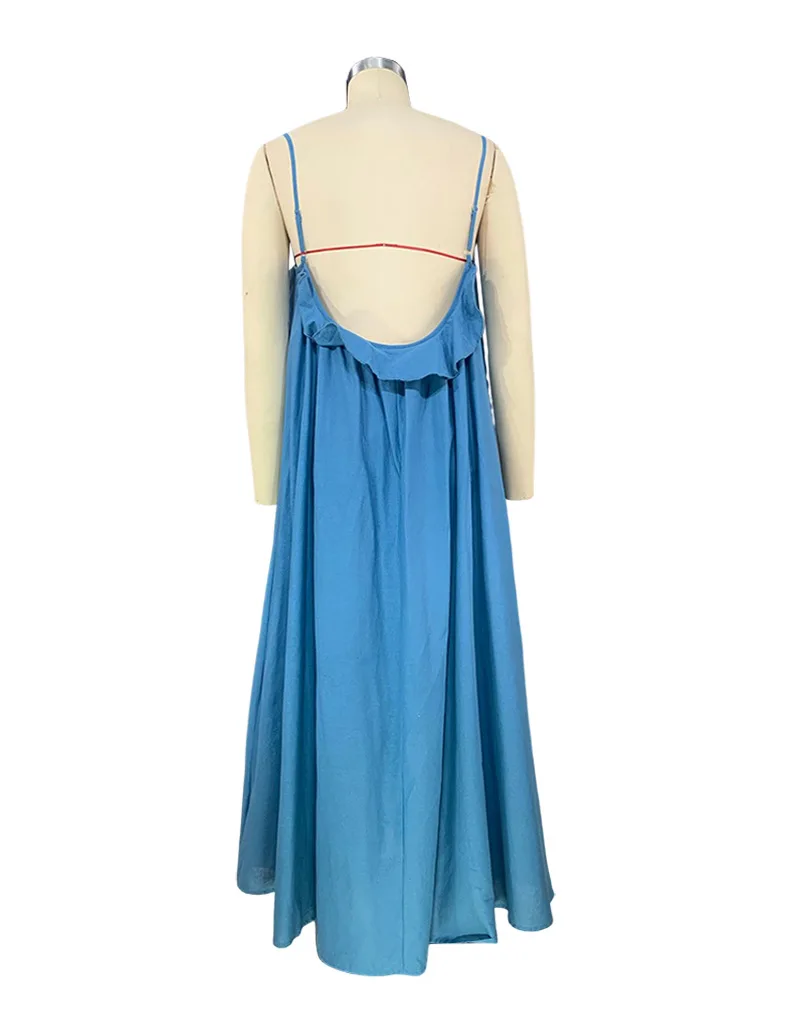 Bohemian Solid Color Spaghetti Strap Dresses Women Loose Sexy Backless Beach Vacation Long Dress Female Fashion Casual Vestidos 23 undefined