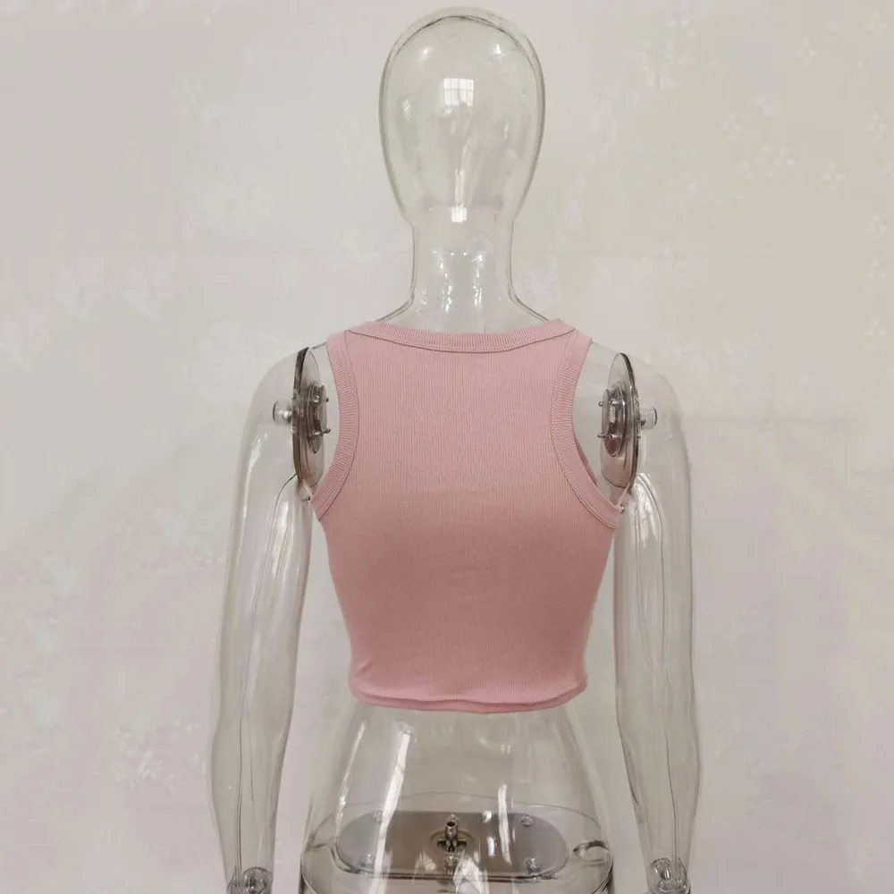 Ootddress Summer Cotton Sleeveless Vest For Women White Top Knit Ribbed Casual Tank Tops Female High Streetwear Cropped Top Camis