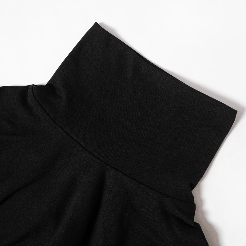 Black Noble Simple Dress High Collar Long Sleeve Basic Fishtail Prom Occasion Slim Dress Streetwear For Autumn 13 Black Noble Simple Dress High Collar Long Sleeve Basic Fishtail Prom Occasion Slim Dress Streetwear For Autumn