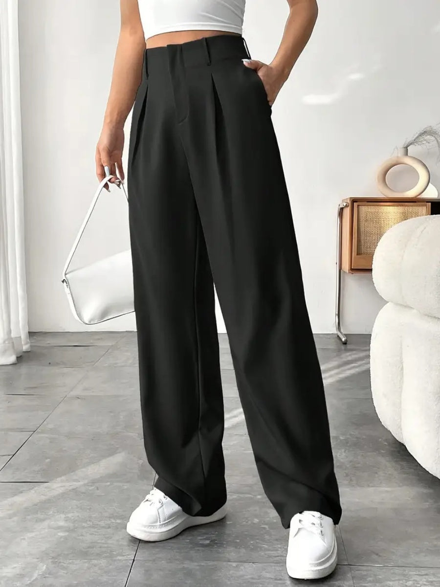 High waist Pocket Wide-leg Pants
