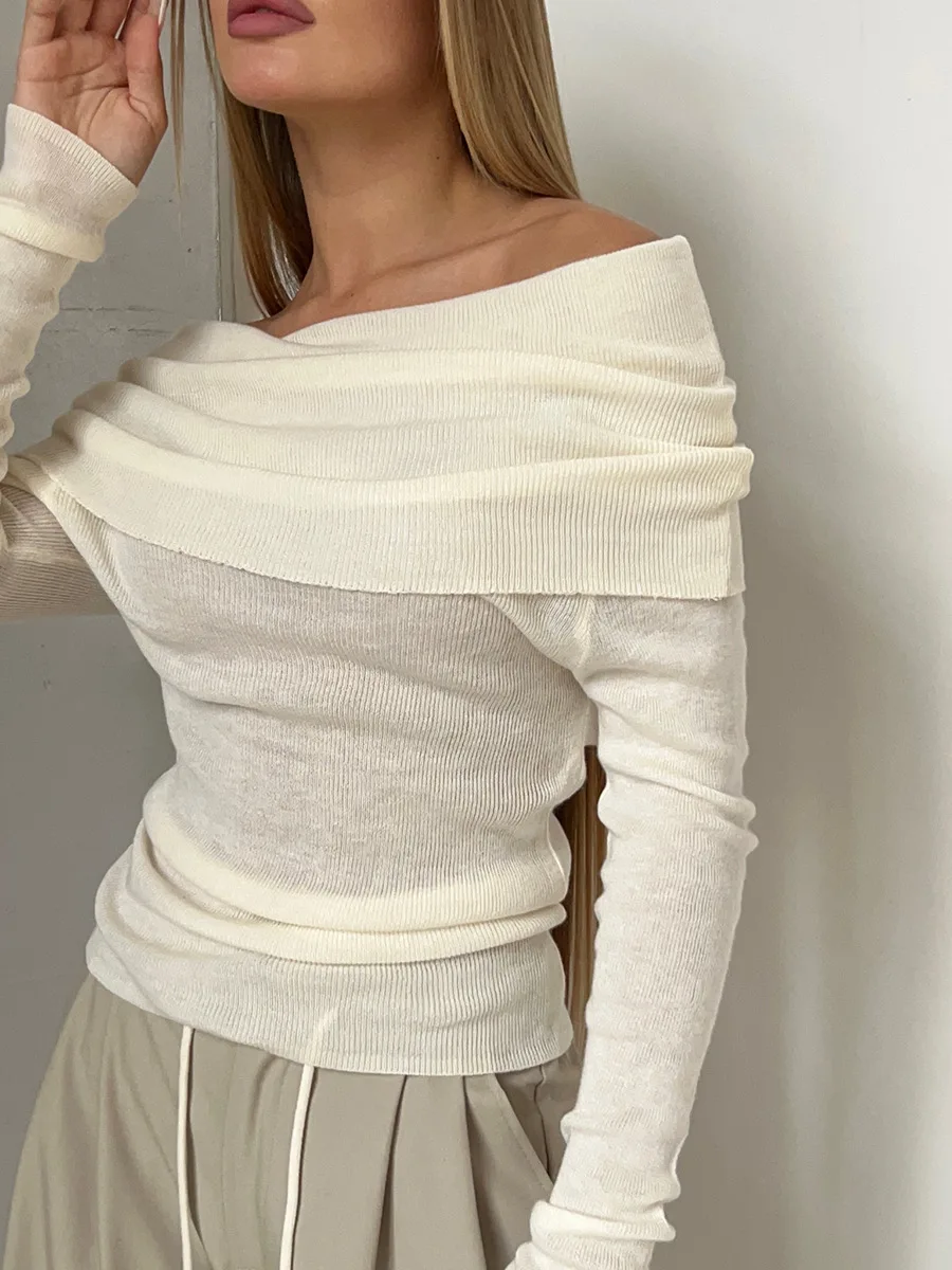 Ootddress Off-Shoulder Sexy Knit Pullover Sweater For Women Mesh See-Through Long Sleeve Backless Y2k Top Fashion Knitwear Pullover 25 Ootddress Off-Shoulder Sexy Knit Pullover Sweater For Women Mesh See-Through Long Sleeve Backless Y2k Top Fashion Knitwear Pullover