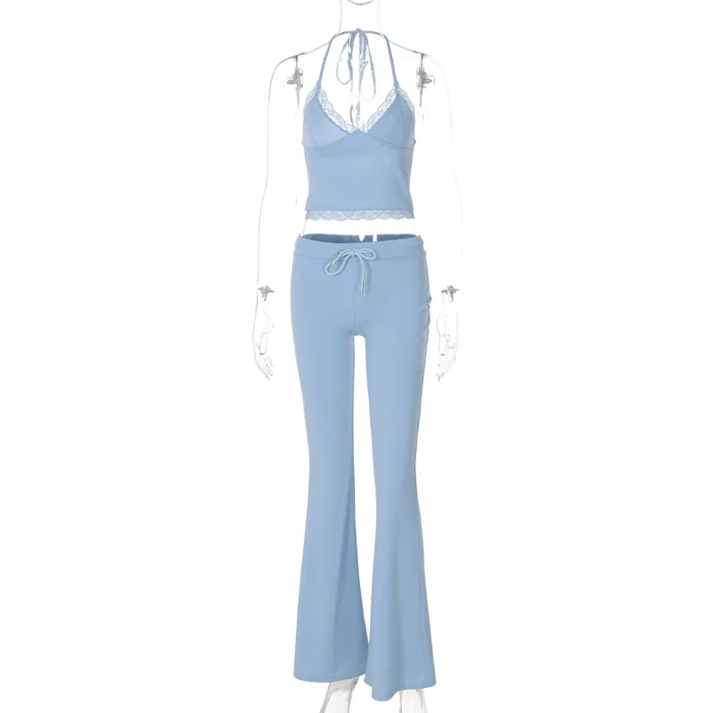 Ootddress Women Sexy V-neck Strapless Wide-Leg pants Suit Lace V Neck Top Solid Lace-up Long Trousers Summer Fashion Two Piece Sets 7 Ootddress Women Sexy V-neck Strapless Wide-Leg pants Suit Lace V Neck Top Solid Lace-up Long Trousers Summer Fashion Two Piece Sets
