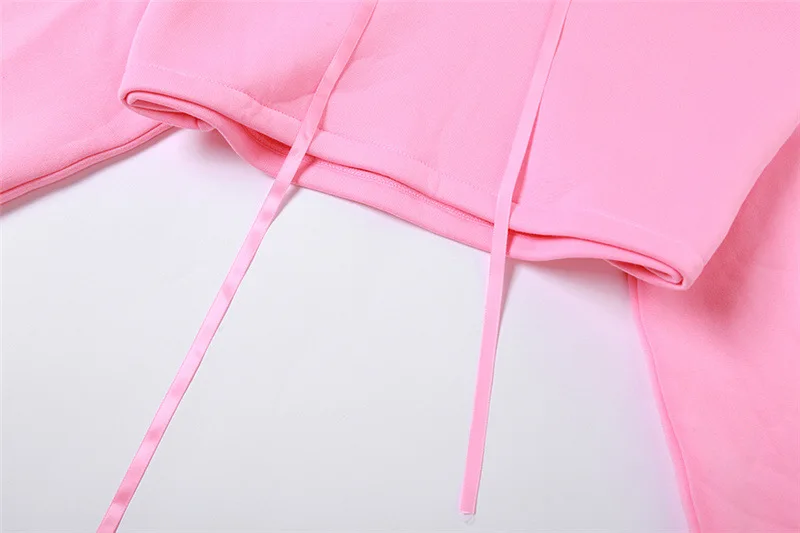 Ootddress Lace Up Pants Sets Women Slim Solid Splice Tank Tops Woman Long Sleeve Short Hoodies And Pant Suits Women Outfits Winter