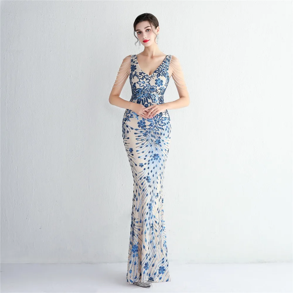Sexy V-neck Sleeveless Dress with Stones and Crystals Fashion Sequins Tassel Elegant Women Party Dresses High Waisted Long Dress 6 103A0842.jpg