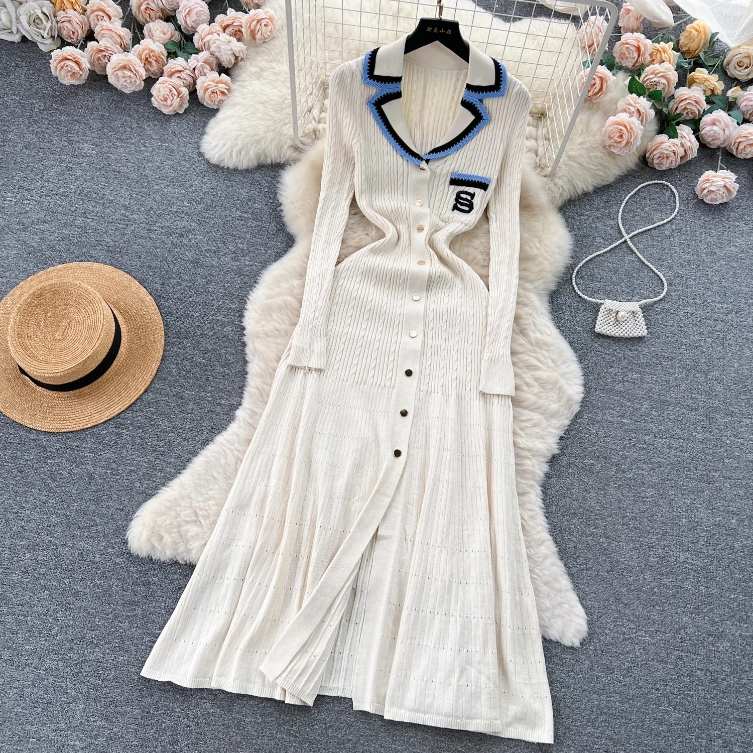 Women Elegant Knitted Dress Spring Autumn Long Sleeve Sexy V-neck Bodyon Dresses Ladies Slim A-line Single Breasted Sweater Robe 21 Women Elegant Knitted Dress Spring Autumn Long Sleeve Sexy V-neck Bodyon Dresses Ladies Slim A-line Single Breasted Sweater Robe