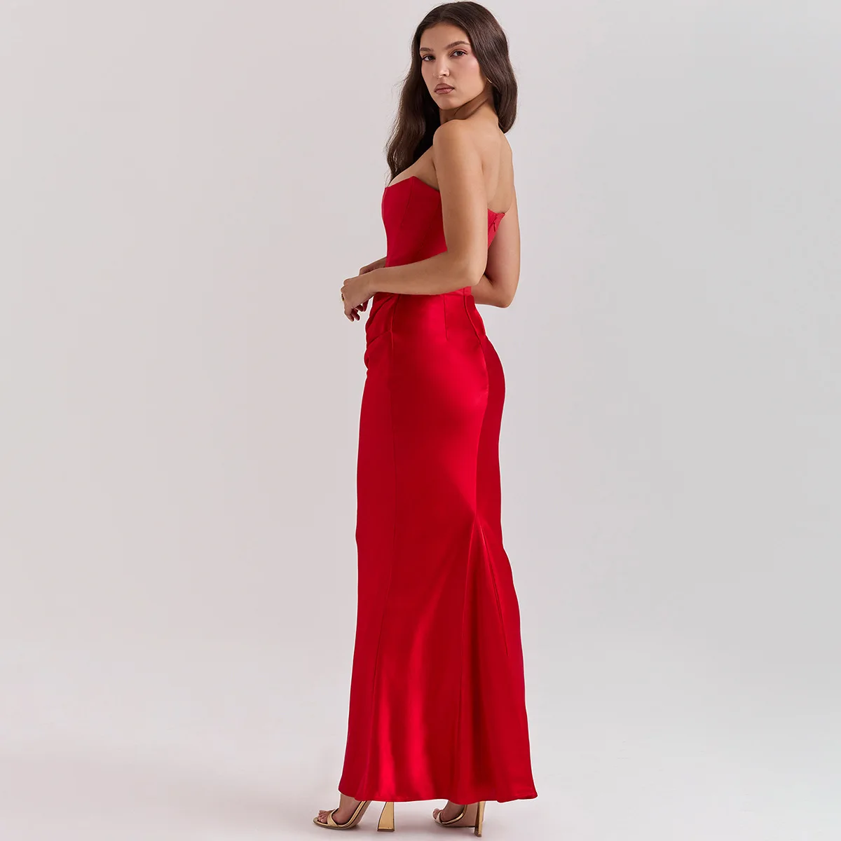 Ootddress Elegant Strapless Satin PatchWork Bodycon Party Club Evening Dress Women Winter Sexy Backless Female Vestido 2025 New 18 Ootddress Elegant Strapless Satin PatchWork Bodycon Party Club Evening Dress Women Winter Sexy Backless Female Vestido 2025 New