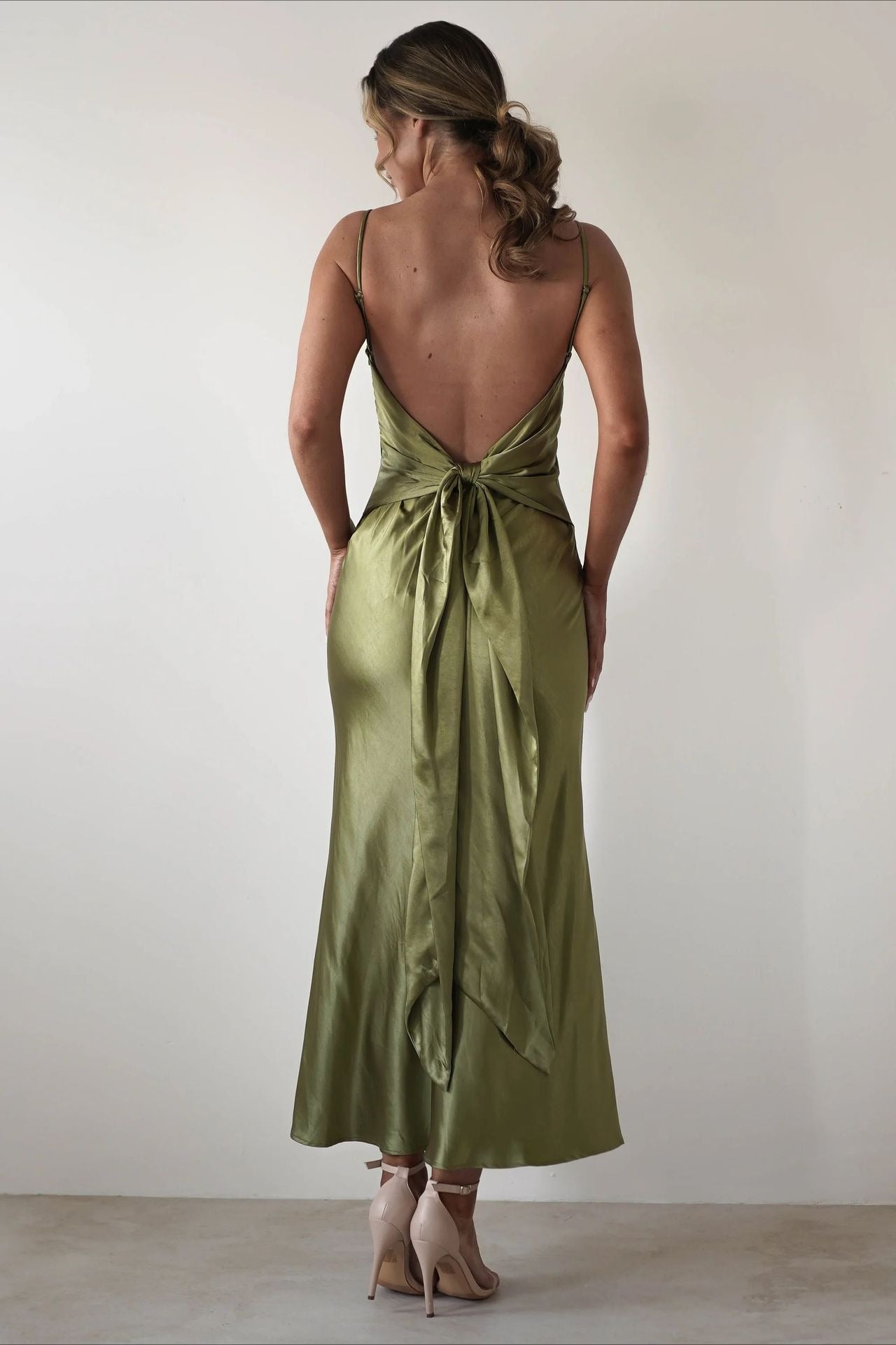 Satin Backless Tie Dress