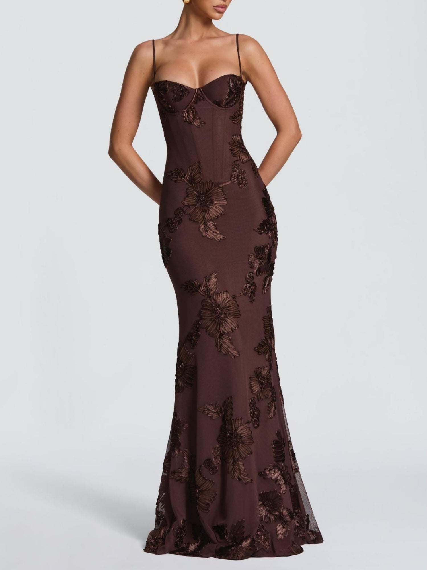Printed Camisoles Waist-cinching And Hip-hugging Maxi Dresses