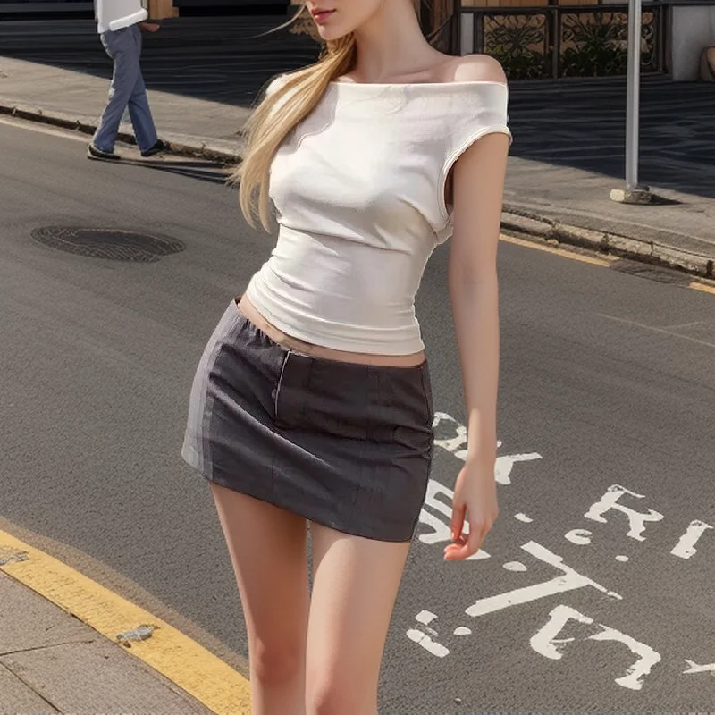 Asymmetric Crop Top Women 2025 T-shirt White Off Shoulder Female Sleeveless Sexy Tops Fashion Streetwear Summer Casual Tee Shirt 10 Asymmetric Crop Top Women 2025 T-shirt White Off Shoulder Female Sleeveless Sexy Tops Fashion Streetwear Summer Casual Tee Shirt