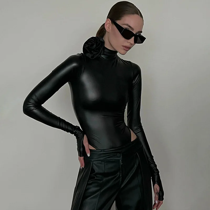 Ootddress Flower Sexy Bodysuit Women Shapewear Long Sleeve High Waist Slim Bodycon One Piece Hot Girl Harajuku Y2k Body Suit Ladies