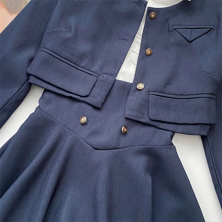 Y2K 3 Piece Set Women Cropped Coat + Long Sleeve Shirt + High Waist Halter Ruffles Mini Dress Korean Chic Fashion Sexy Outfits