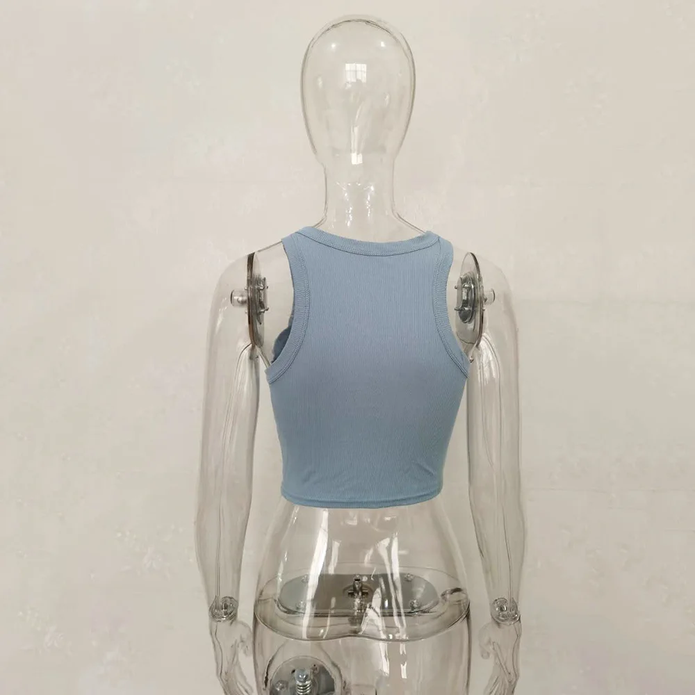 Ootddress Summer Cotton Sleeveless Vest For Women White Top Knit Ribbed Casual Tank Tops Female High Streetwear Cropped Top Camis