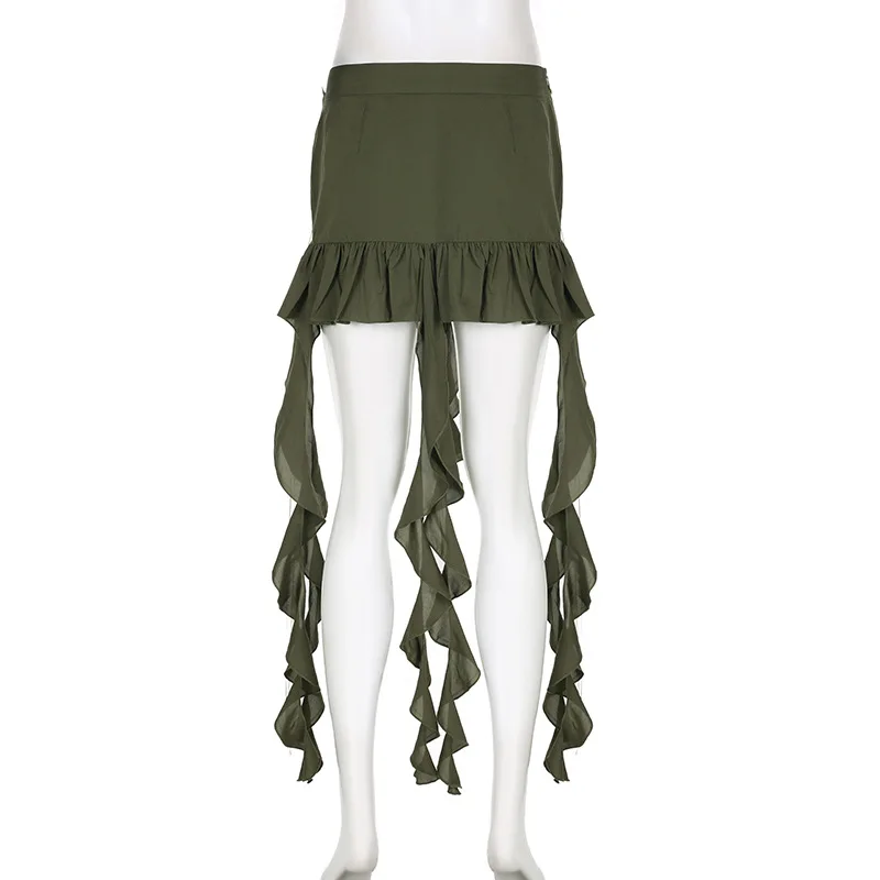 Ootddress Splice Folds Mini Skirt For Women Pocket High Waist Bnadage Skirts Womens 2025 Party Casual Lace Up Slim Skirts Ladies