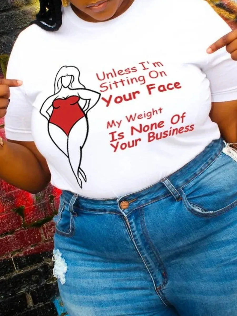 Plus Size Summer Women Lady Oversized T-shirt Black White Fashion Short Sleeve Print Graphic Tops