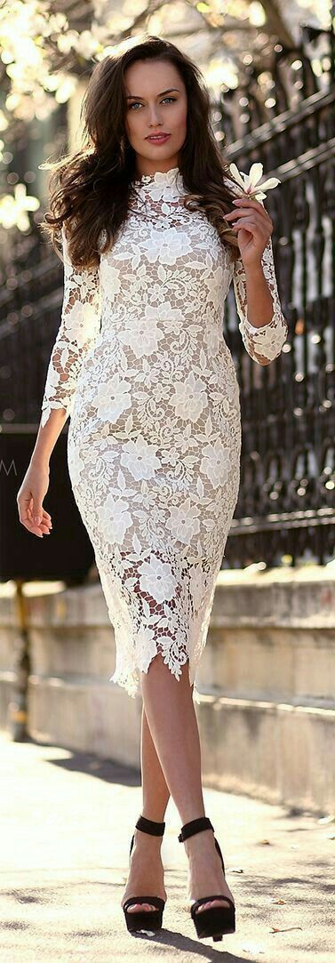 Floral Lace Mock Neck Long Sleeve Bodycon Midi Dress