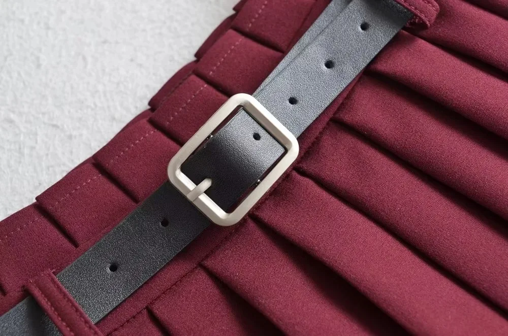 Ootddress Low Waist Slim Mini Pleated Skirt For Women 2025 Summer Casual Black Belt Skirts Babes Fashionable Solid Une Jupe Ligne