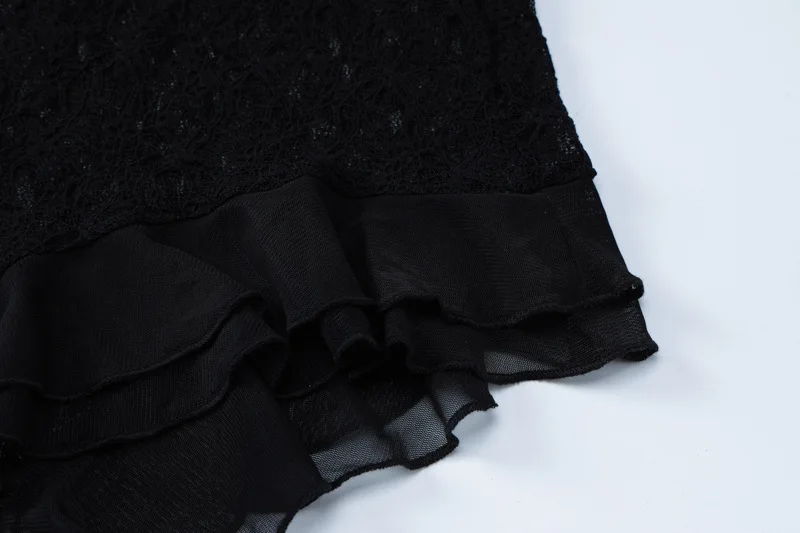 Fantoye Sexy See Through Lace Women Dress Black Spaghetti Strap Print Floral Dress Female 2025 Summer New Elegant Party Clubwear